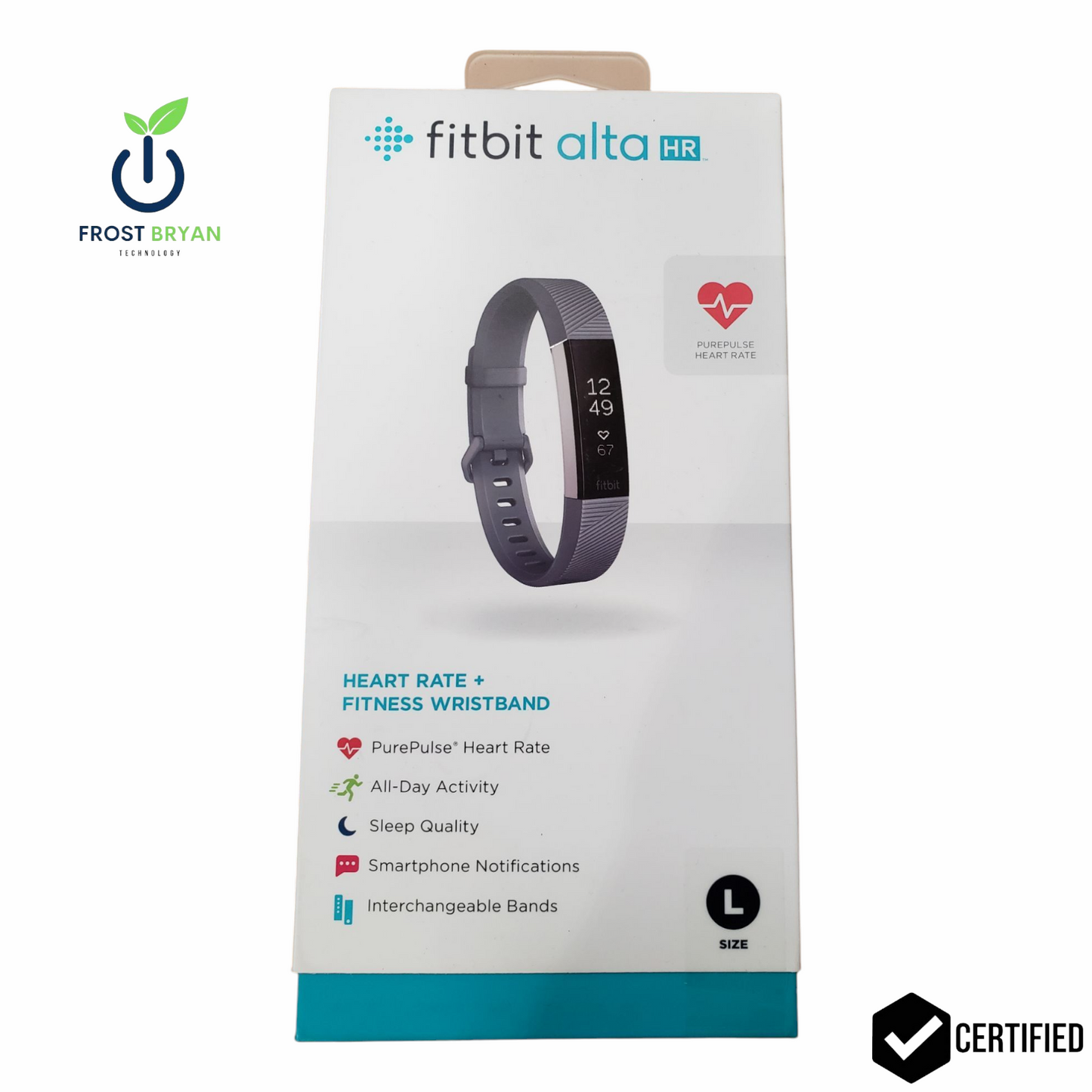 New Fitbit Alta HR Activity Tracker - Large, Grey (FB408SGYL) - Sealed