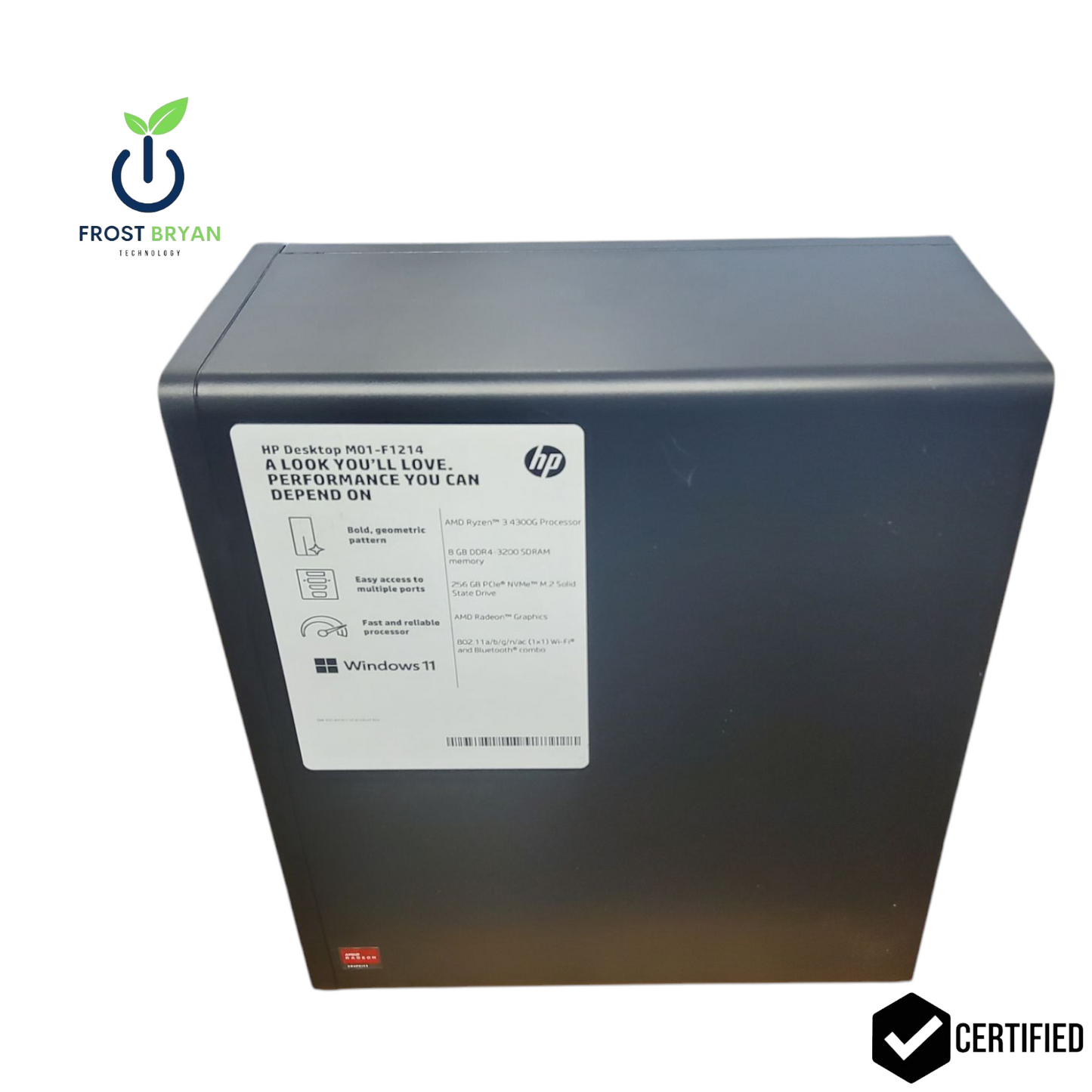 HP Desktop M01-F1214 Ryzen 3 4300G@3.80GHz 8GB RAM 256GB SSD NO OS GRADE B
